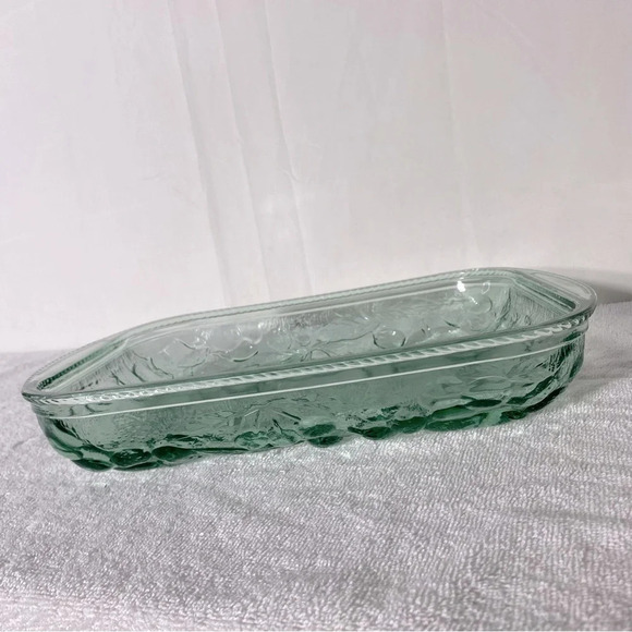 Vintage Libbey Green Textured Glass Orchard Fruit Oven Proof Casserole  Dish - Picture 9 of 12
